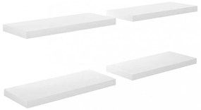 4 db magasfényű fehér MDF lebegő fali polc 60 x 23,5 x 3,8 cm