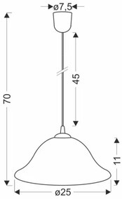 Csillár zsinóron VERA 1xE27/60W/230V arany/fehér