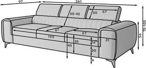 Khaki bársony kinyitható kanapé 261 cm Laurence – ELTAP