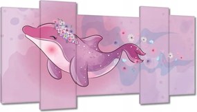 Vászonkép 120x65 Rózsaszín aranyos delfin