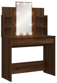 barna tölgy fésülködőasztal LED-del 96x40x142 cm