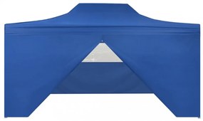 kék összecsukható sátor 4 oldalfallal 3 x 4,5 m