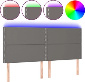 vidaXL szürke műbőr LED-es fejtámla 180x5x118/128 cm
