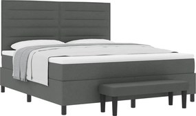 vidaXL Boxrugós ágy matracmal Sötétszürke 180 x 200 cm szövet