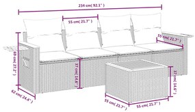 5 részes bézs polyrattan kerti ülőgarnitúra párnákkal