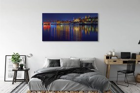 Canvas képek Varsó város éjszaka folyó híd 120x60 cm