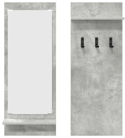 Fali Kabáthorog polcokkal Beton szürke 70 x 10 x 90 cm Faanyag