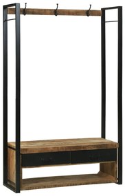 Ruhatartó horoggal és polcokkal 110x40x185 cm Tömör durva mangófából