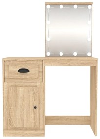 sonoma tölgy színű LED-es fésülködőasztal 90x50x132,5 cm
