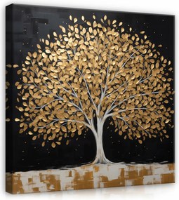 Vászonkép Absztrakt Fekete Arany Fa Vászon Fal Hálószoba 40x40