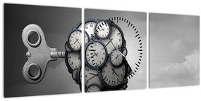 Művészi kép egy fej órával (órával) (90x30 cm)