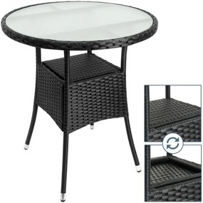 Deuba Rattan asztal - Ø 60cm - fekete