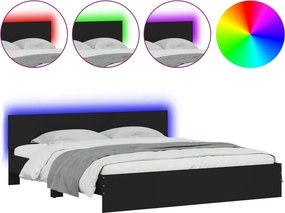 vidaXL fekete ágykeret fejtámlával és LED-del 180 x 200 cm