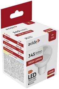 Avide LED Spot Alu+plastic 4W GU10 345LM WW 3000K