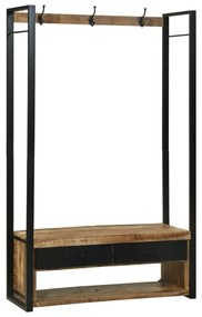 Ruhatartó horoggal és polcokkal 110x40x185 cm Tömör durva mangófából