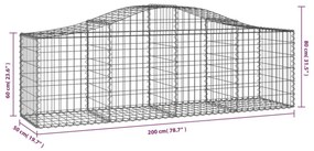 íves horganyzott vas gabion kosár 200x50x60/80 cm