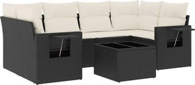vidaXL 7 részes fekete polyrattan kerti ülőgarnitúra párnával