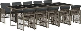 vidaXL 11 részes szürke polyrattan kerti ülőgarnitúra párnákkal