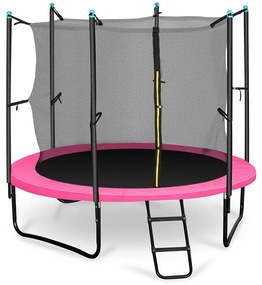 Rocketgirl 250, 250 cm trambulin, belső biztonsági háló, széles létra, rózsaszín