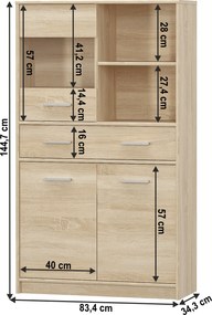 Vitrin 2D1W1S/80, sonoma tölgyfa, TEYO