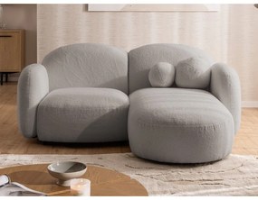 Szürke buklé sarokkanapé (jobb oldali-heverő résszel) Orbit – Ropez