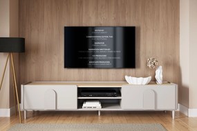 Amilio RTV szekrény 220 cm - kasmír / olajozott tölgy / kasmír fogantyú