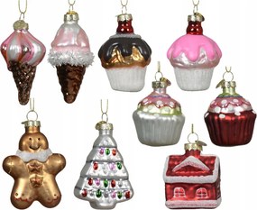 Karácsonyfadísz üveg Karácsonyi Édességek színes karácsonyfára 7cm