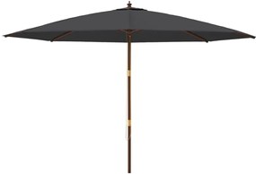 fekete kerti napernyő fa rúddal 400 x 273 cm
