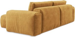 Mustársárga zsenília kinyitható sarokkanapé (jobb oldali-heverő résszel) Kuki – Makamii