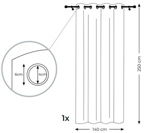 Lumina Eyelets mentazöld függöny, 140 x 250 cm - AmeliaHome