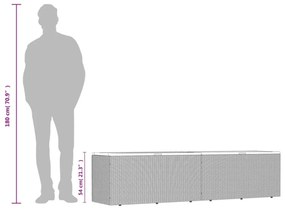 fekete polyrattan és akácfa kerti tárolóláda 220 x 50 x 54 cm