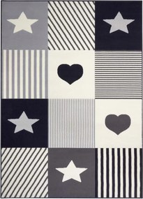 Fekete krémszínű gyerekszőnyeg,mintás- patchwork 120x170cm