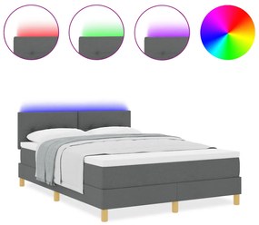 Boxspring Ágy Matraccal &amp; LED Sötétszürke 160x200 cm Szövet