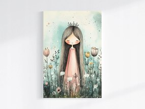 Vászonkép Canvas Kislány Hercegnő Kert Virágok Tavasz 80x120