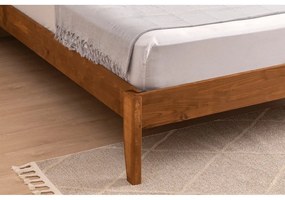 Natúr színű-sötétbarna lucfenyő franciaágy ágyráccsal 160x200 cm Izabelya – Kalune Design
