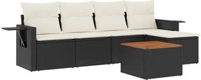 vidaXL 6 részes fekete polyrattan kerti ülőgarnitúra párnákkal