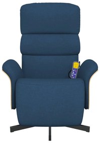Kék szövet dönthető masszázsfotel lábtartóval