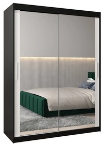 Ruhásszekrény 150 cm Toki 3 (matt fekete + matt fehér). 1065073