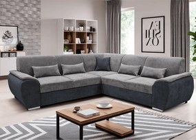 Ülőgarnitúra, sötét szürke/szürke Soro anyag, balos, kivitel, EMILY