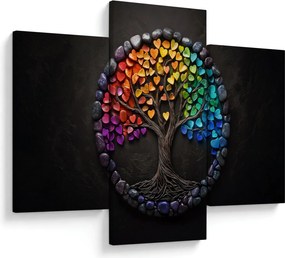 Kép – Fa színes szívekkel (90x60 cm)