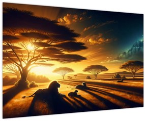 Kép - Pihenő oroszlánok (90x60 cm)
