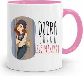 Rózsaszín Bögre Ajándék Lányának Jó Lány Nyomtatott Fotóval