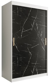 Ruhásszekrény 120 cm Marbelo T (matt fehér + fekete márvány). 1064539