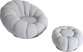 PETTIT forgó pihenőfotel puffal szürke bouclé