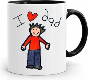 Fekete Bögre Apák Napi Ajándék I Love Dad fényképes nyomtatással