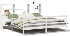 vidaXL fehér tömör fenyőfa könyvespolcos ágy matrac nélkül 180x200 cm