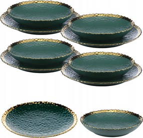 Szerviz szett 8 tányér Kati Green Gold étkészlet 4 személyes Glam