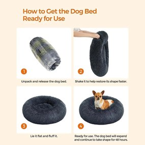 FEANDREA Kutyaágy, macskaágy, puha plüss felülettel 60 cm, sötétszürke