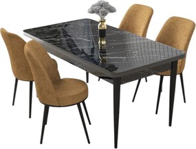 Nil étkezőgarnitúra, fekete márvány-cappuccino, 110 cm