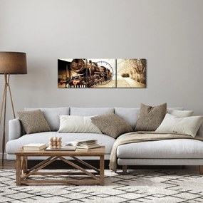 Kép - történelmi mozdony (órával) (90x30 cm)